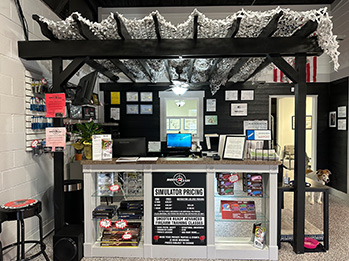 Shooting Range Interior with Check In Booth and American Flag