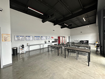 Shooting Range Interior with Check In Booth and American Flag